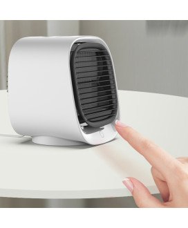 Ar Condicionado Portátil, de 3 Velocidades, Tanque para Água ou Gelo, Refrigerador e Purificador - 3 em 1 - Ligação USB