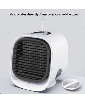 Ar Condicionado Portátil, de 3 Velocidades, Tanque para Água ou Gelo, Refrigerador e Purificador - 3 em 1 - Ligação USB