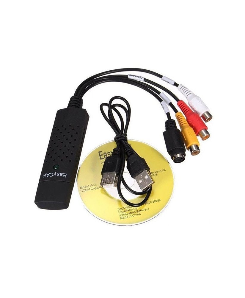 Placa de Vídeo Easycap para Converter AV / S-Vídeo / VHS para USB, DVD ou PC - Preto