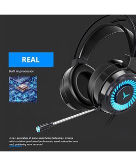 Headset Gaming com Luzes LED, sistema Surround 7.1, Microfone Ajustável, Controlo de Volume, 1*USB e 2 Jacks 3.5mm