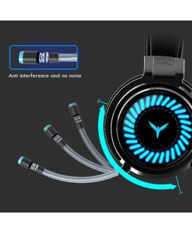 Headset Gaming com Luzes LED, sistema Surround 7.1, Microfone Ajustável, Controlo de Volume, 1*USB e 2 Jacks 3.5mm