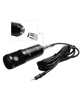 Microfone BM-800 com Tripé, Suporte, Clipe, Placa USB, Esponjas e Cabo XLR-3.5mm para Videoaula e Videoconferência