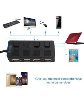 HUB USB 2.0 de 4 Portas, com Interruptores ON/OFF