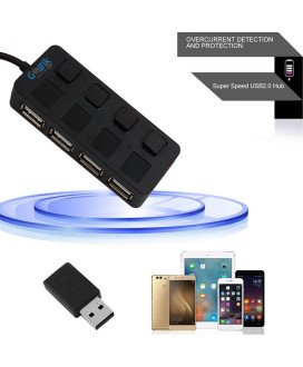 HUB USB 2.0 de 4 Portas, com Interruptores ON/OFF