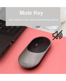 Rato Recarregável sem fio: Bluetooth 5.0 + 2.4 GHz com Pen USB – Silencioso - Oval Preto