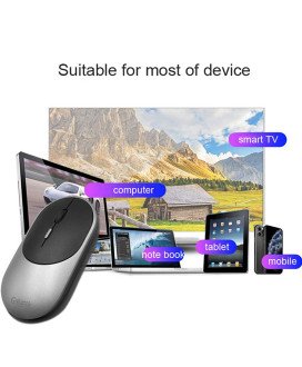 Rato Recarregável sem fio: Bluetooth 5.0 + 2.4 GHz com Pen USB – Silencioso - Oval Preto