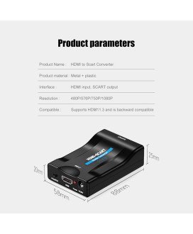 Adaptador Conversor de Vídeo HDMI para Scart, com Carregador Incluído