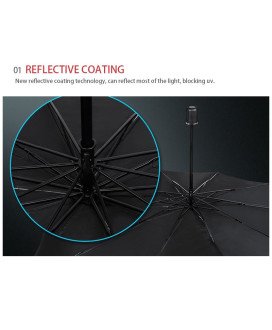 Para-sol para Carro, em Formato de Chapéu de Chuva, com Estojo - 125*65cm - Preto