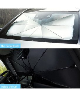 Para-sol para Carro, em Formato de Chapéu de Chuva, com Estojo - 125*65cm - Preto