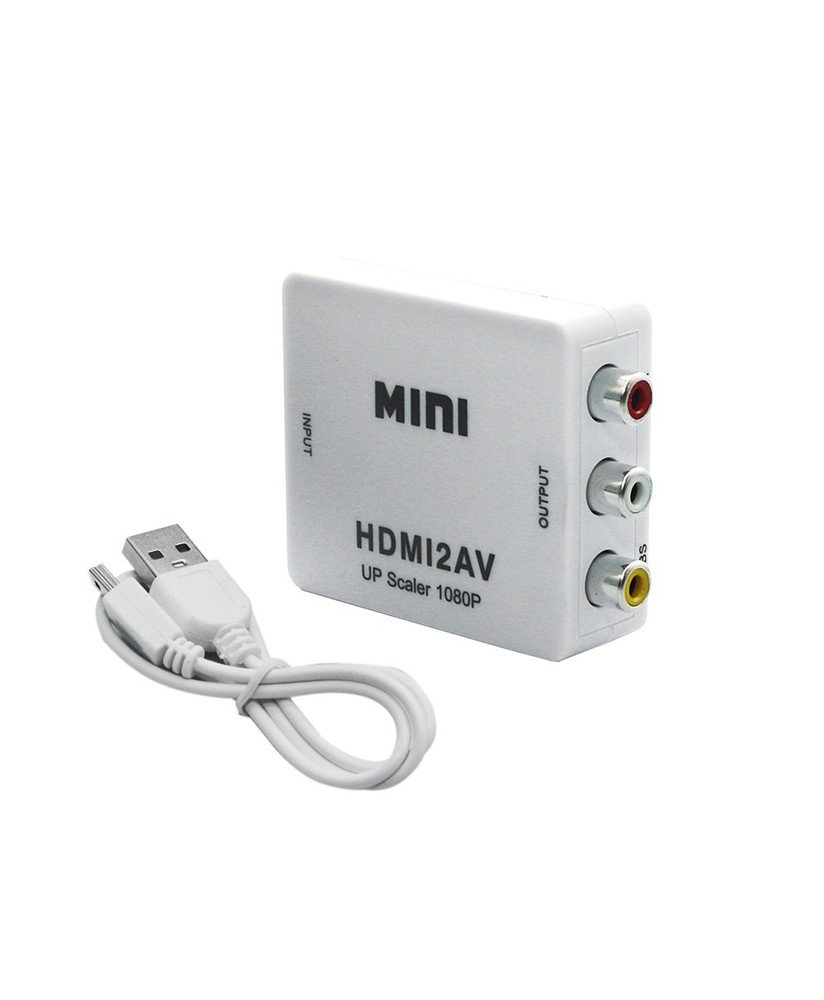 Adaptador de Vídeo HDMI para AV/RCA, Conversor de Vídeo UpScaler 1080p