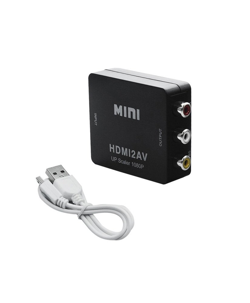 Adaptador de Vídeo HDMI para AV/RCA, Conversor de Vídeo UpScaler 1080p