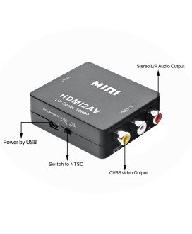 Adaptador de Vídeo HDMI para AV/RCA, Conversor de Vídeo UpScaler 1080p