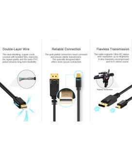 Cabo Mini DisplayPort Macho para DisplayPort Macho de 1.8 metros - Preto