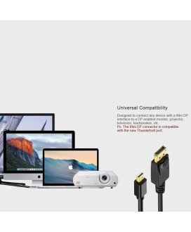 Cabo Mini DisplayPort Macho para DisplayPort Macho de 1.8 metros - Preto