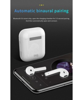 Fones Auriculares Bluetooth i12-TWS com Caixa Powerbank - Branco