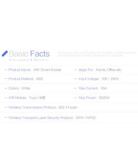 Tomada Elétrica Inteligente Wi-Fi com Controlo por Voz Alexa / Google Assistant
