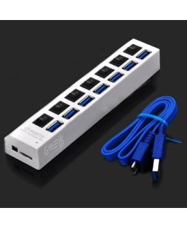 HUB USB 3.0 com 7 Portas USB e Botão ON/OFF