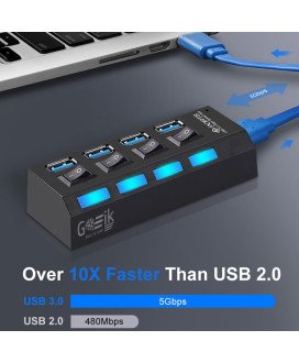 HUB USB 3.0 com 7 Portas USB e Botão ON/OFF