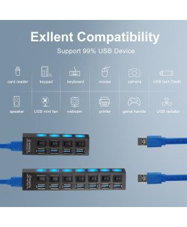 HUB USB 3.0 com 7 Portas USB e Botão ON/OFF