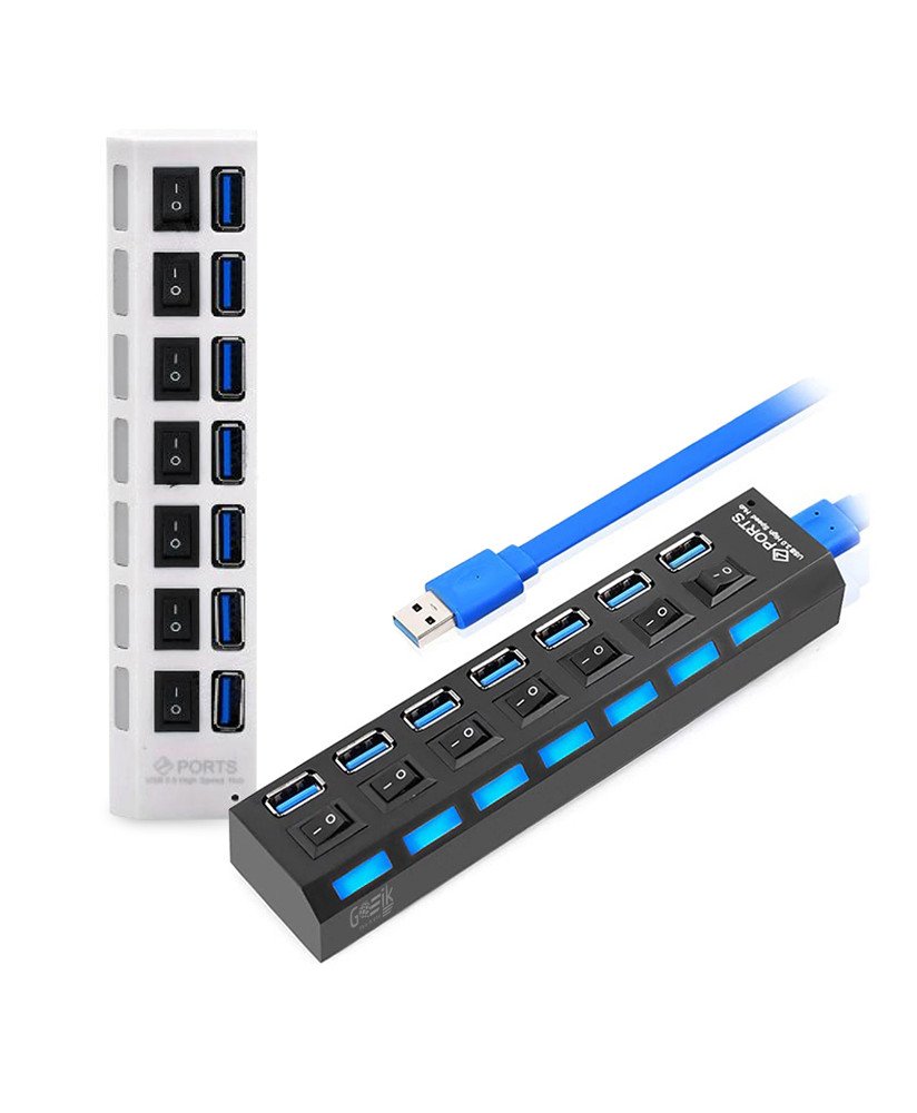HUB USB 3.0 com 7 Portas USB e Botão ON/OFF