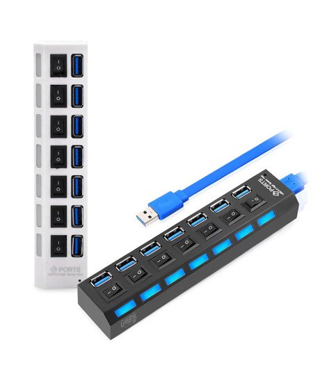 HUB USB 3.0 com 7 Portas USB e Botão ON/OFF