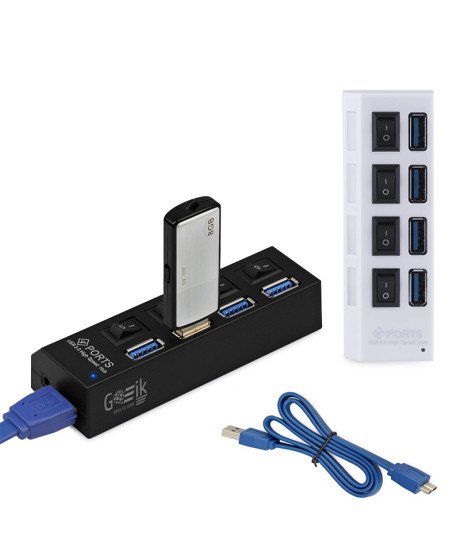 HUB USB 3.0 com 4 Portas USB e Botão ON/OFF