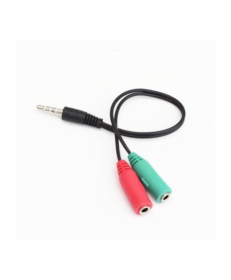 Cabo Divisor de Áudio Jack 3.5mm Macho para 2 Jacks 3.5mm Fêmea para Fones e Microfone