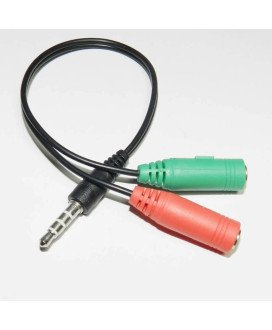 Cabo Divisor de Áudio Jack 3.5mm Macho para 2 Jacks 3.5mm Fêmea para Fones e Microfone