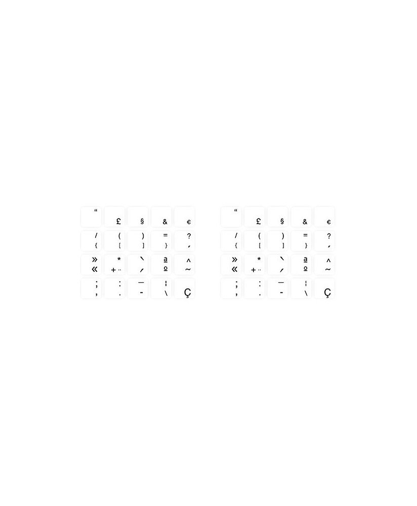 Kits de Teclas Autocolantes 14*14, 2 em 1 Transparente, com Carateres Portugueses para Teclado
