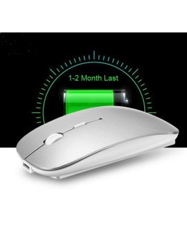 Rato Recarregável Bluetooth 5.0 + 2.4Ghz com Pen USB, Silencioso