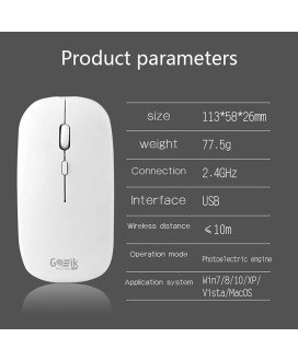 Rato Recarregável Bluetooth 5.0 + 2.4Ghz com Pen USB, Silencioso