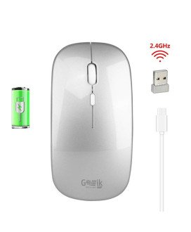 Rato Recarregável Bluetooth 5.0 + 2.4Ghz com Pen USB, Silencioso