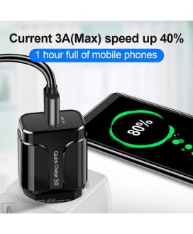 Carregador 18W 3.0 USB 5V 3A - Carregamento Rápido