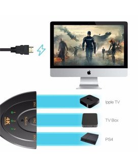 Cabo Adaptador HDMI Switch 3* HDMI para 1* HDMI, com seletor, 4K