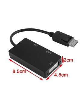 Cabo Adaptador DisplayPort Macho para DVI, HDMI e VGA