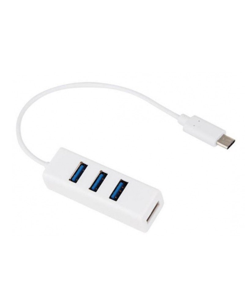 HUB USB Tipo-C com 4 Portas USB 3.0 - Branco