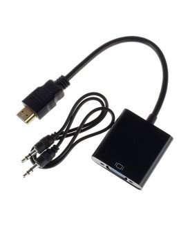 Cabo Adaptador HDMI para VGA com Jack 3.5mm + cabo Jack 3.5mm