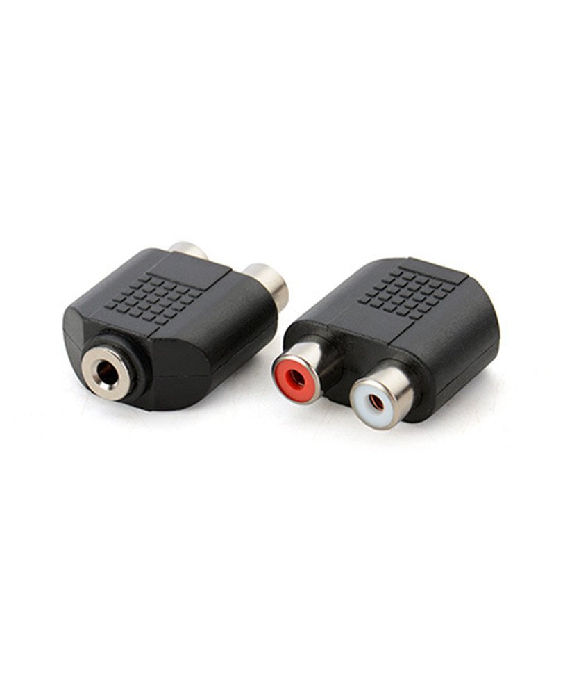 Adaptador de Áudio 2* RCA Fêmea para Jack 3.5mm Stéreo Fêmea