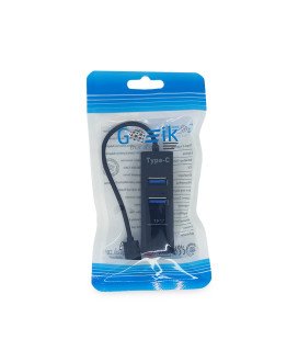 HUB USB Tipo-C Com 3 Portas USB 2.0 e Leitor de Cartões Micro SD - Preto
