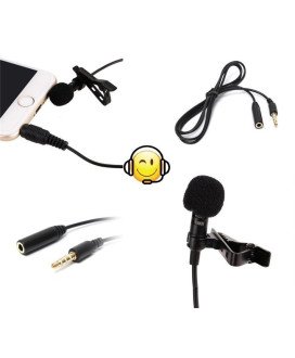 Microfone de Lapela com Mola - Microfone para Entrevista para iOS e Android