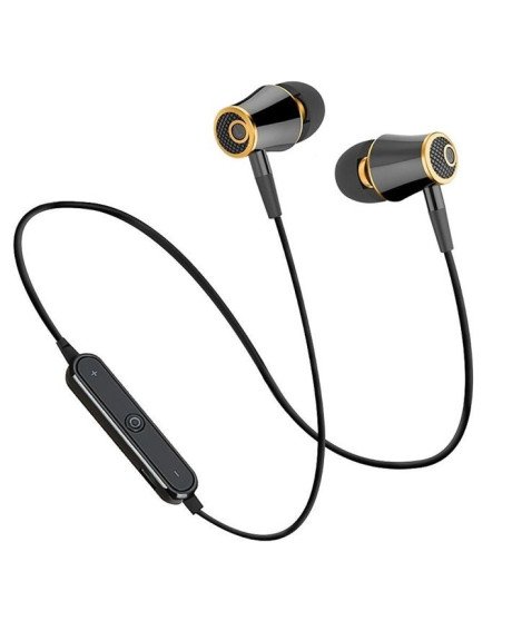 Fones Auriculares Bluetooth sem Fio Premium, Preto Gold