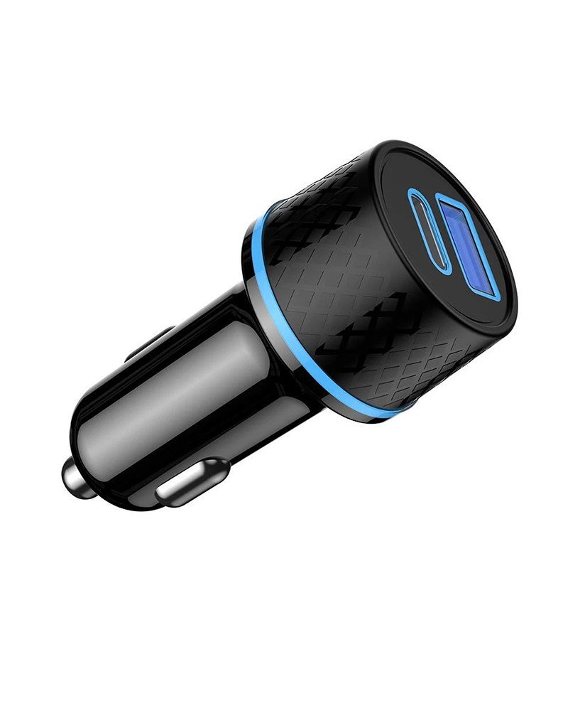 Carregador de Isqueiro de 15W com Carregamento Rápido, 1* Porta USB + 1* Porta Tipo-C - Goeik