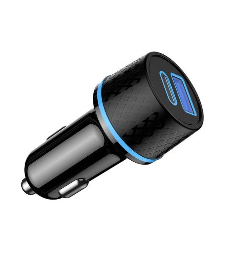 Carregador de Isqueiro de 15W com Carregamento Rápido, 1* Porta USB + 1* Porta Tipo-C - Goeik