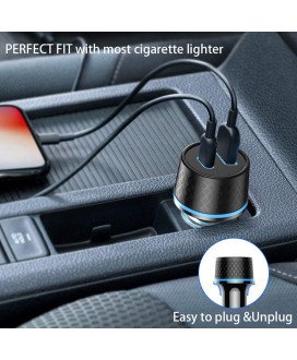 Carregador de Isqueiro de 15W com Carregamento Rápido, 1* Porta USB + 1* Porta Tipo-C - Goeik
