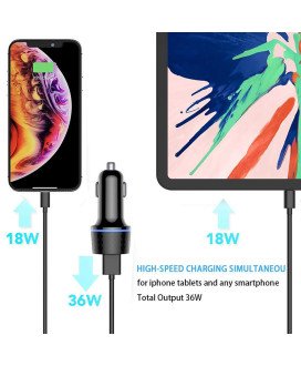 Carregador de Isqueiro de 15W com Carregamento Rápido, 1* Porta USB + 1* Porta Tipo-C - Goeik