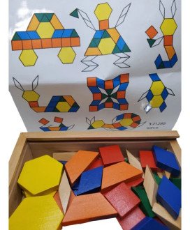 Brinquedo de Blocos Geométricos Educativo - Pattern Blocks - 60 Peças