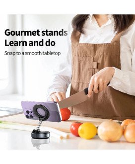 Suporte de telemóvel magnético de ventosa, a vácuo, com rotação até 360º e design circular