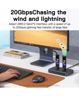 Docking Station para clonagem de disco SSD M.2 NVME, com Cabo USB Tipo-C de 20Gbps - Meetiger by Goeik