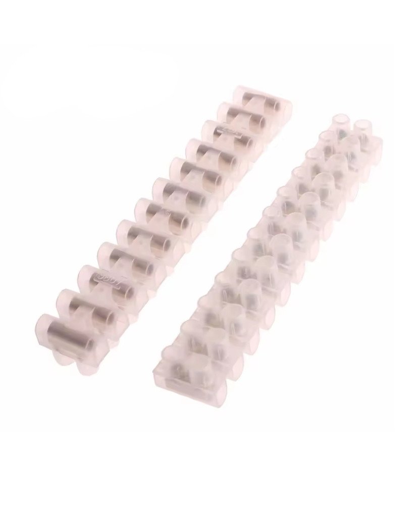 Bloco de terminais de 12 conetores de 60 Amperes, para cabo elétrico de 25mm - Branco - Goeik